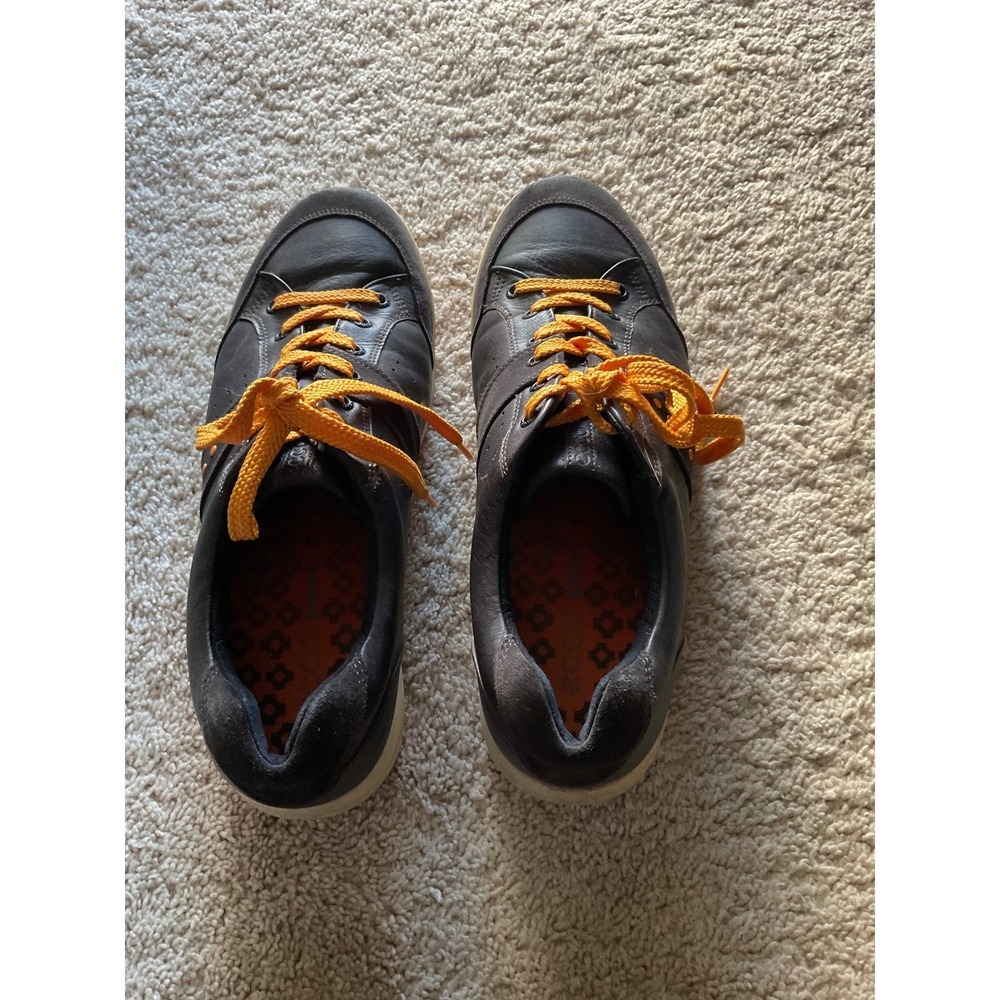 ECCO Men's Leather Lace Up Casual Shoes Sneakers Brown Orange Size 45